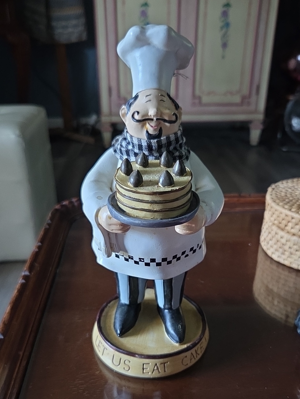 Chef Figurine Cake Server Stand - White and Black